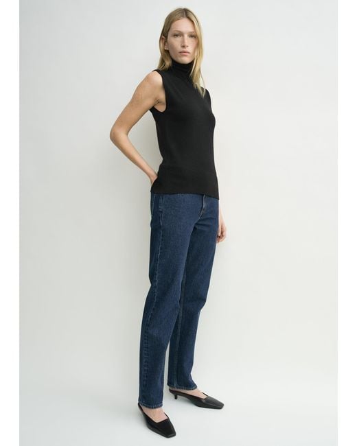 Totême Blue Sleeveless Fine Turtleneck