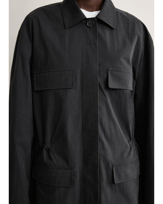 Totême White Collared Drawstring Jacket