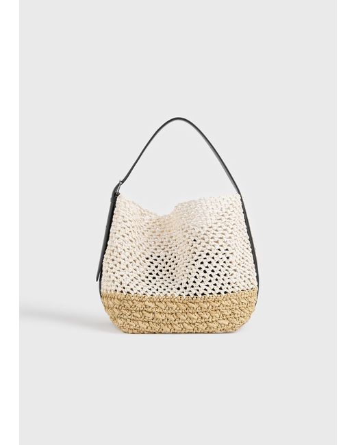 Totême White Medium Belted Paper Raffia Tote Ecru/Vanilla