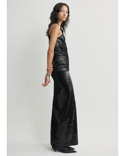Totême Black Curved Sequin Tank