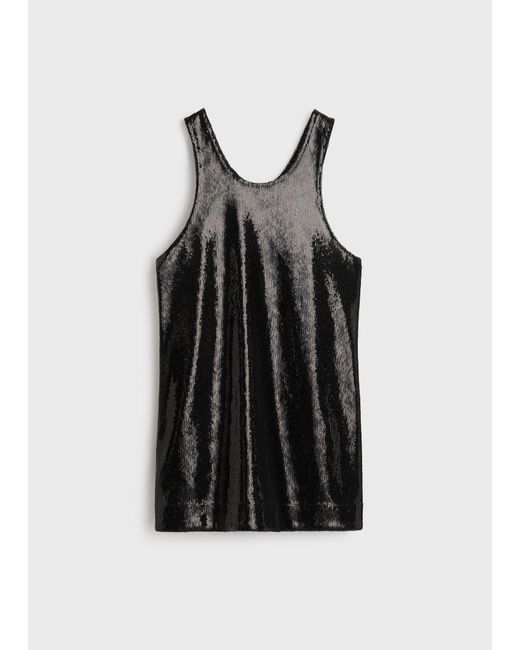 Totême Black Curved Sequin Tank