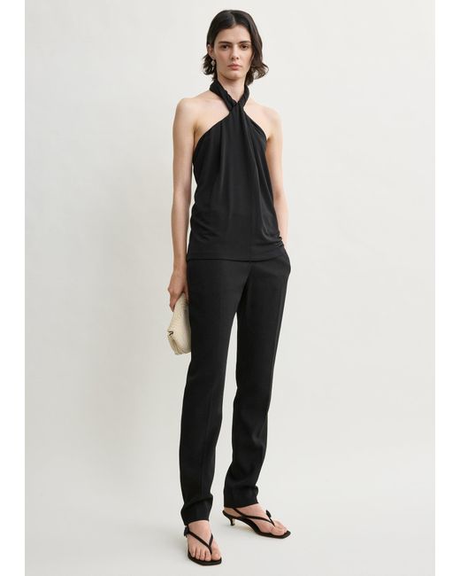 Totême Black Twisted Jersey Halter Top