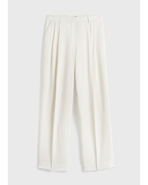Totême White Double-Pleat Fluid Trousers