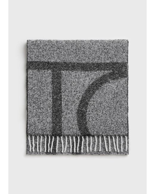 Totême Gray Monogram Jacquard Scarf
