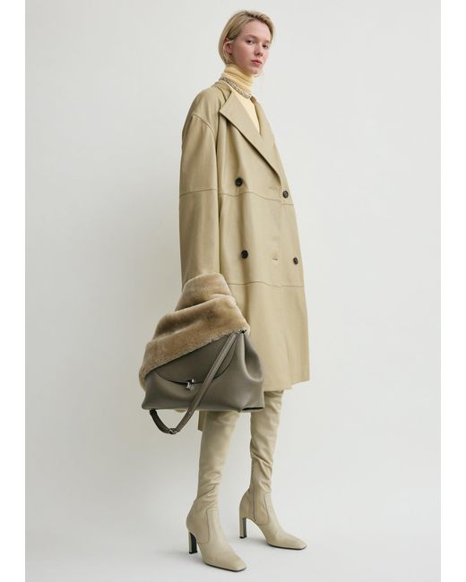 Totême  Natural Collarless Leather Coat