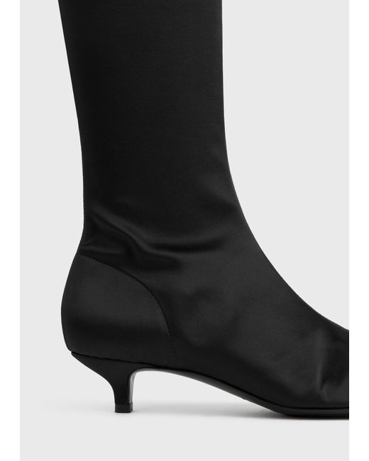 Totême  Black Satin Knee-High Boots