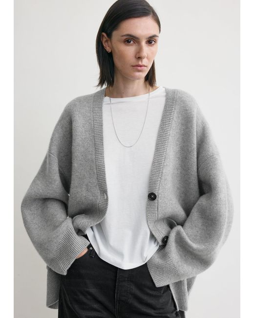 Totême Gray Longline Cardigan Pale