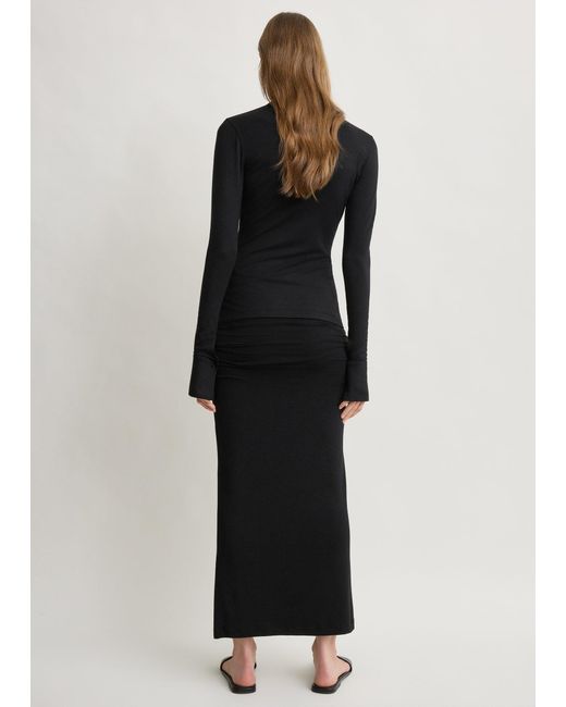 Totême Black Draped Jersey Skirt