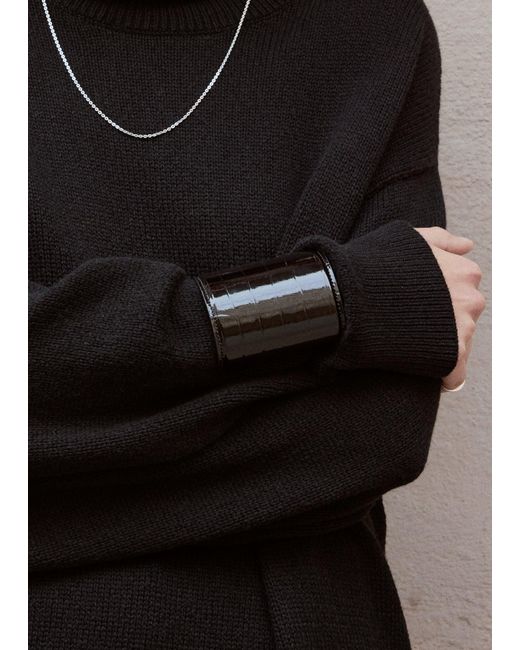 Totême Black Long Croco-Embossed Cuff