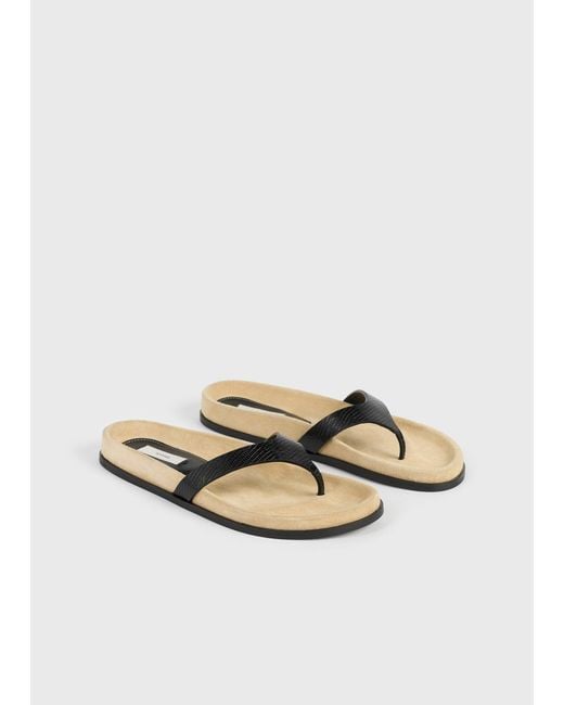 Totême White Contoured Lizard-embossed Flip Flops