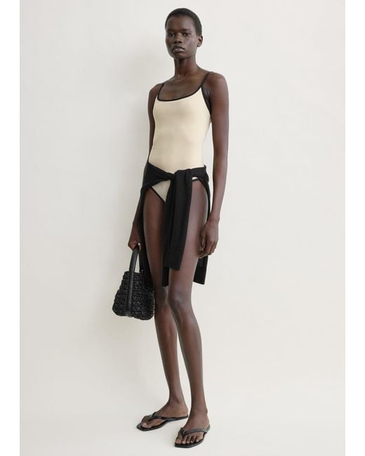 Totême White Stripe Edge Swimsuit