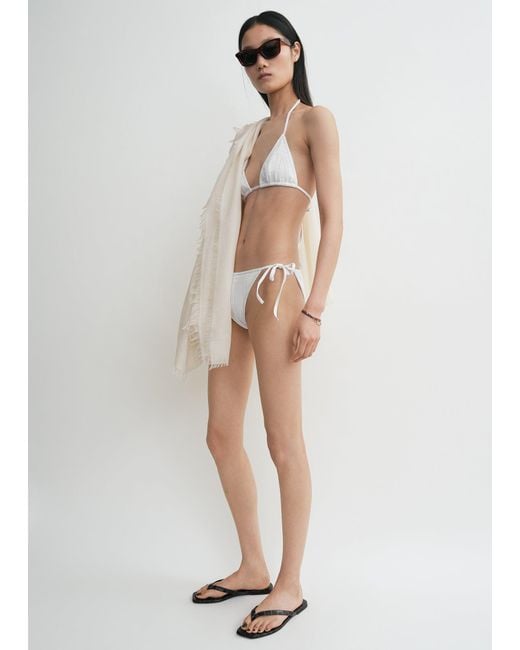 Totême White Monogram Pointelle Bikini Bottoms