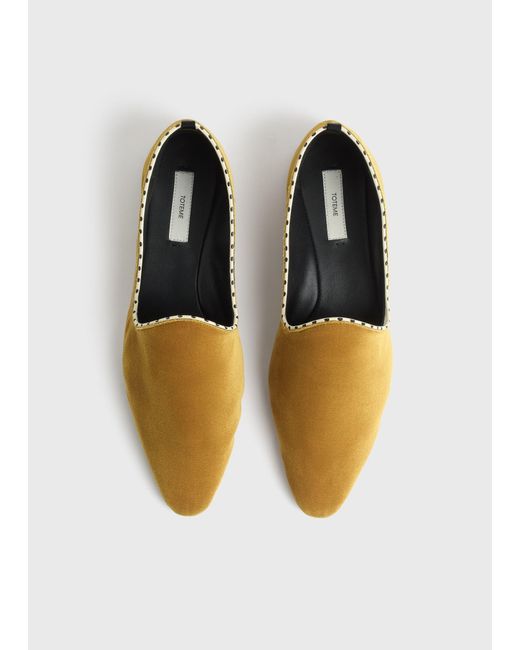 Totême  White Velvet Venetian Slippers