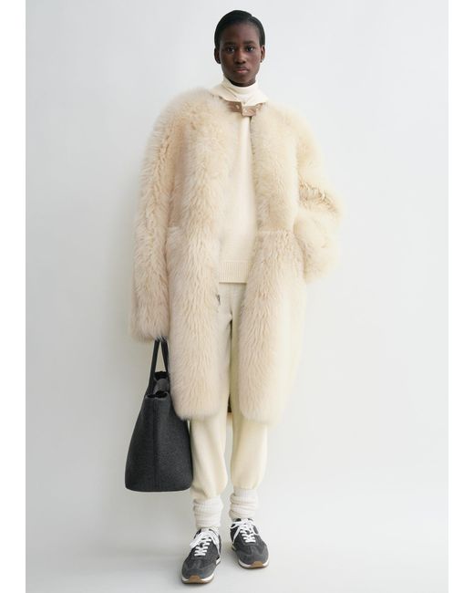 Totême Natural Two-Way Shearling Coat Cream/Caramel