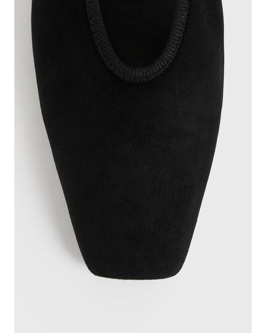 Totême White Minimalist Suede Ballerinas