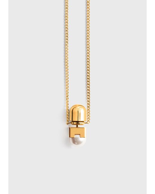 Totême White Long Faux Pearl Necklace