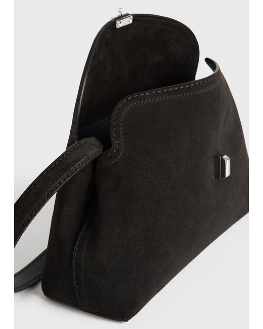 Totême Black T-Lock Suede Clutch