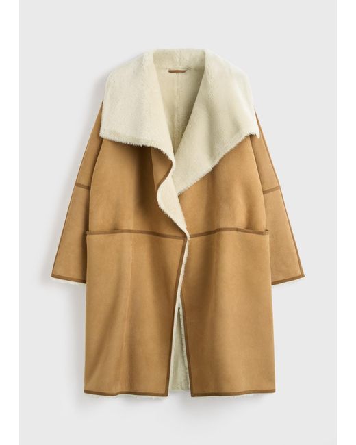 Totême  Natural Draped Shearling Coat