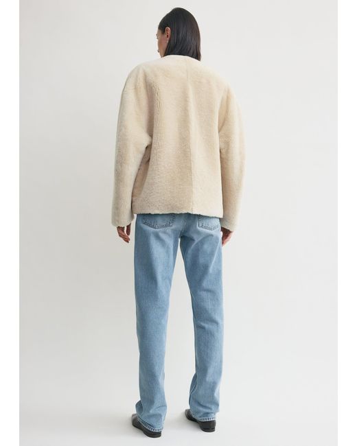 Totême Blue Teddy Shearling Clasp Jacket