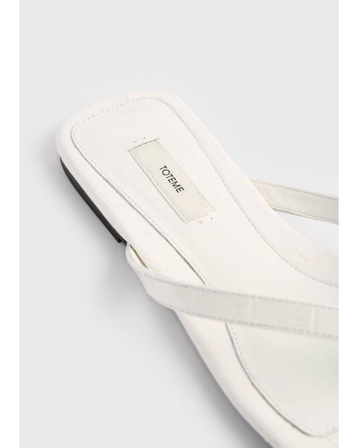 Totême  White Croco-Embossed Flip Flops