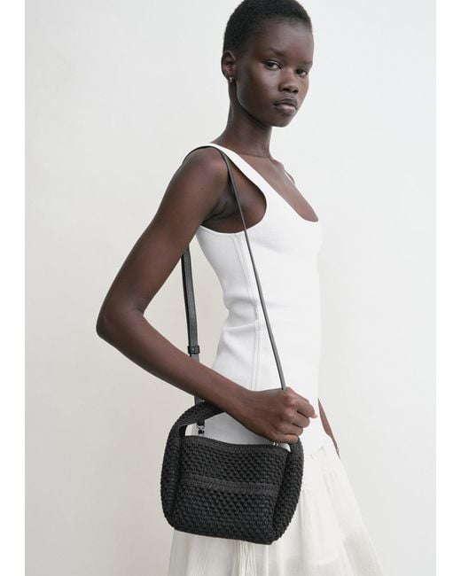 Totême Black Petite Crochet Bucket Bag