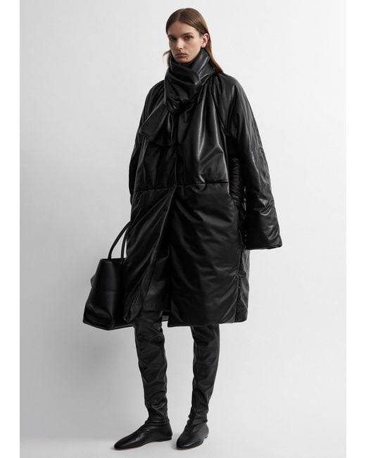 Totême Black Padded Leather Coat