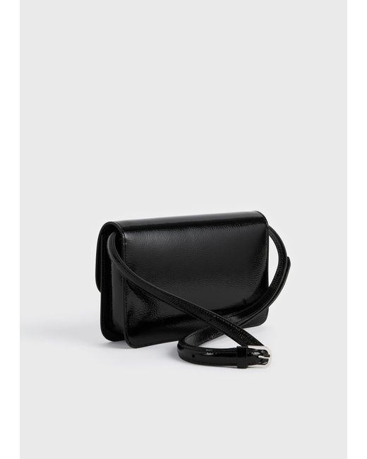 Totême White T-Lock Grained-Patent Crossbody