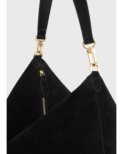 Totême  Black Medium Bevel Suede Bag
