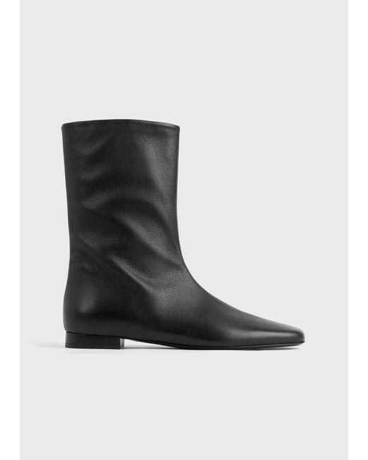 Totême  Black Grained-Leather Ankle Boots