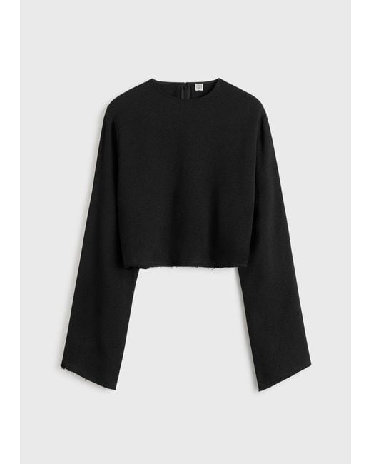 Totême Black Cropped Sablé Blouse