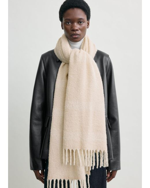 Totême Natural Monogram Jacquard Scarf Ecru