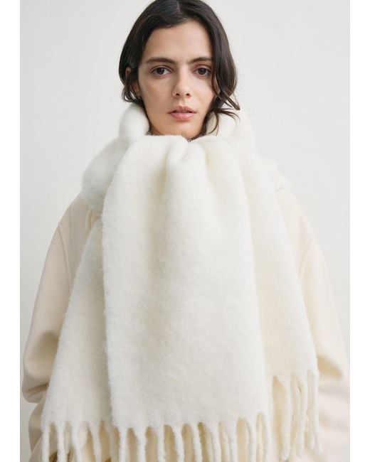 Totême White Fuzzy Scarf