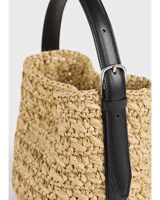 Totême  Metallic Small Belted Paper Raffia Tote