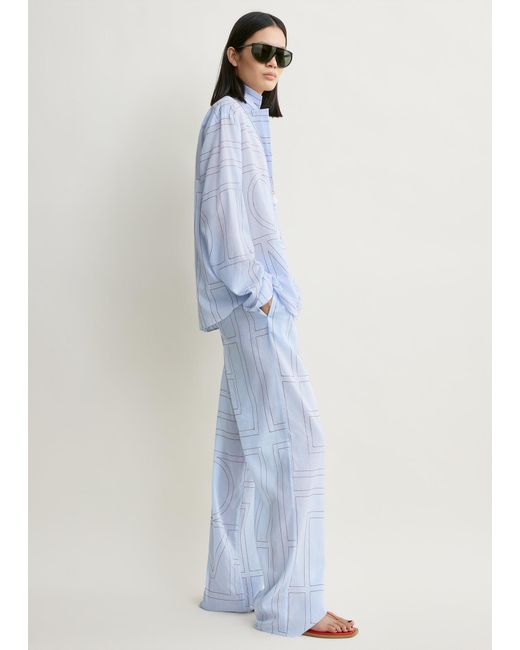 Totême  Blue Monogram Cotton-Blend Pj Top