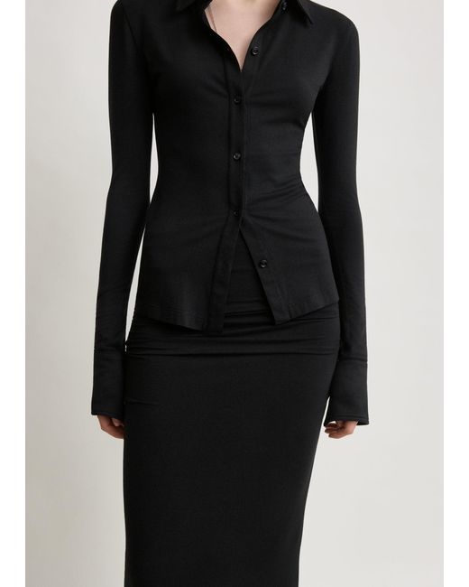 Totême Black Draped Jersey Skirt