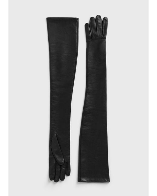 Totême Black Extra-Long Leather Gloves