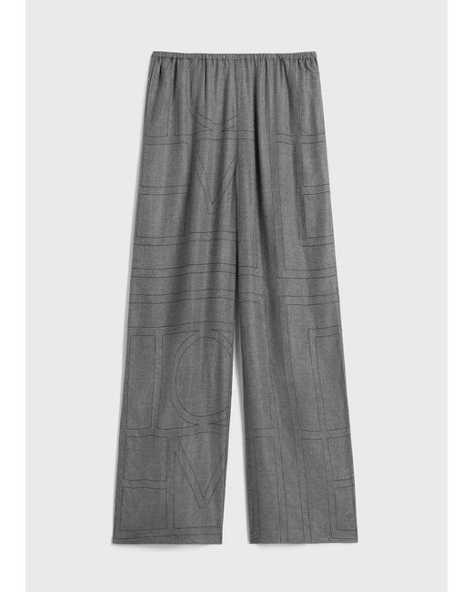 Totême  Gray Monogram Flannel Pj Bottoms