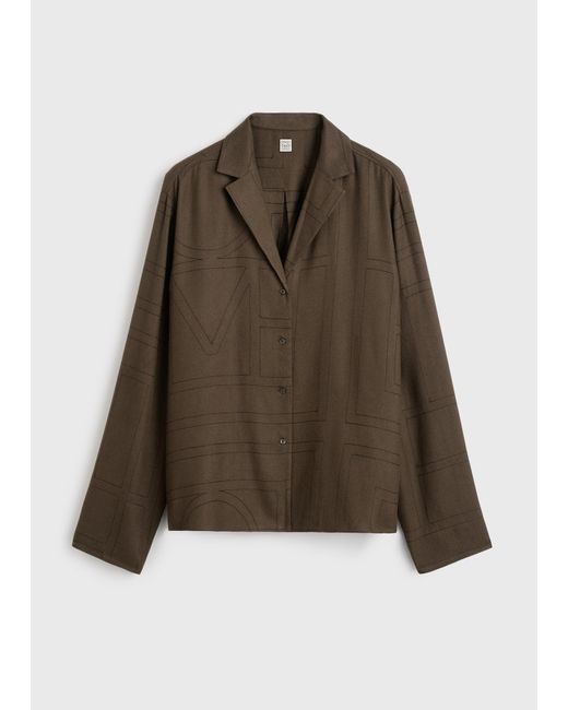Totême  Brown Monogram Flannel Pj Top