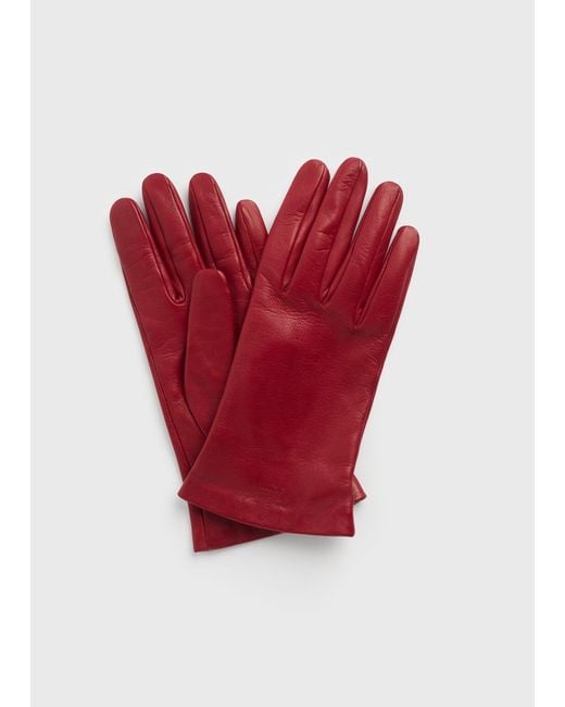 Totême Red Leather Gloves