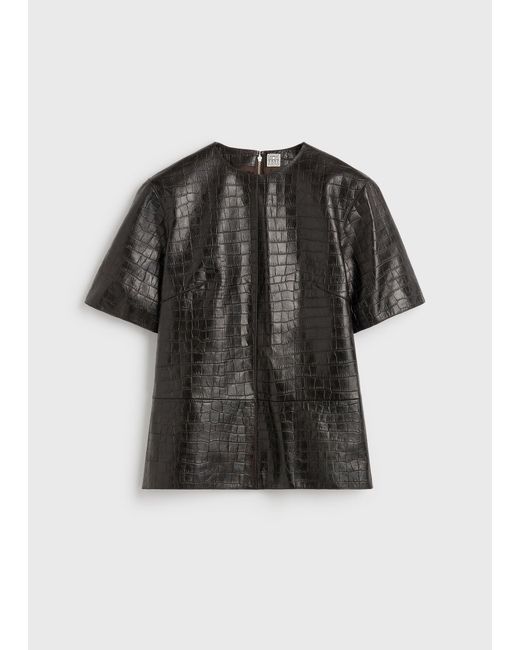 Totême Brown Croco-Embossed Tee