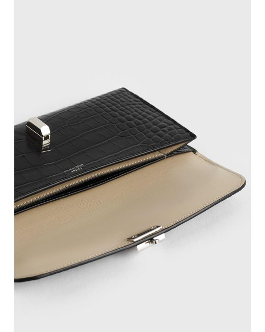Totême  Black T-Lock Croco-Embossed Wallet