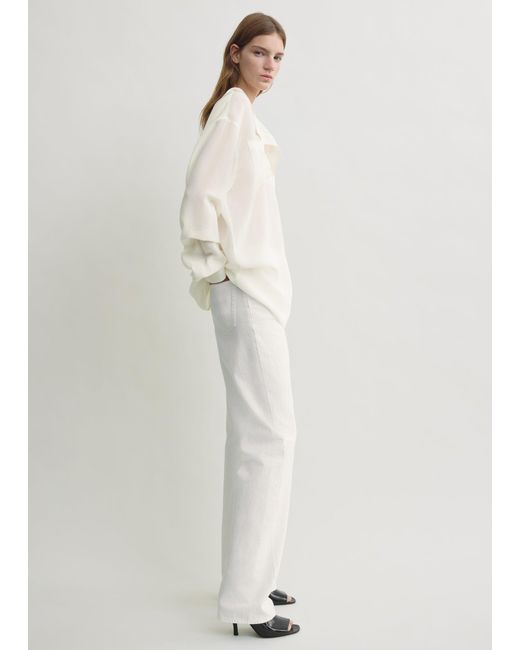 Totême White Overlapping Collar Blouse