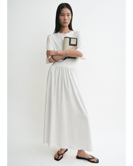 Totême White Cotton Silk Tee Dress