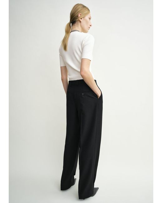 Totême White Double-Pleat Tailored Trousers