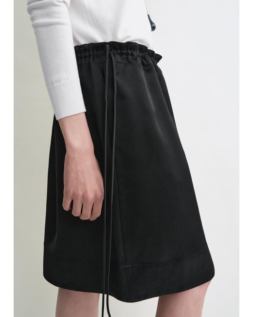 Totême White Drawstring Satin Mini Skirt