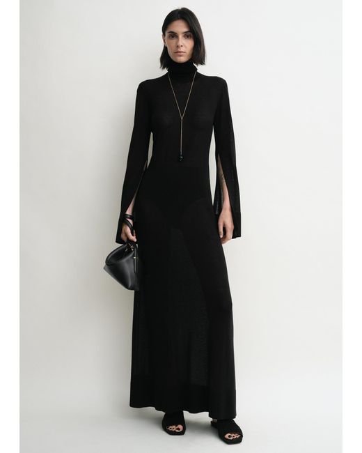 Totême  Black Slit Sleeve Knit Dress