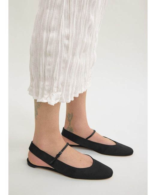 Totême White Slingback Satin Mary Janes