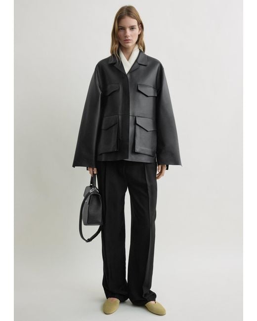 Totême  Black Army Leather Jacket