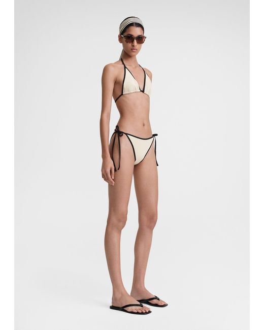Totême White Stripe Tie Bikini Bottoms