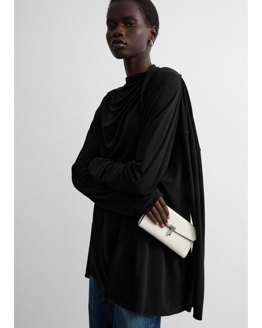 Totême Black Asymmetric Draped Blouse Petite